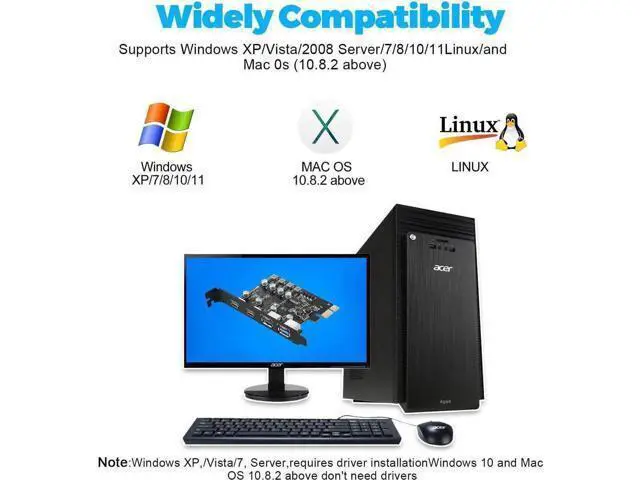 Alt view image 7 of 7 - USB PCIE Card 4-Port(2X USB-C - 2X USB-A) PCI Express Expansion Card Desktop PC Internal USB hub for Windows 10/8/7 and MAC OS 10.8.2 Above