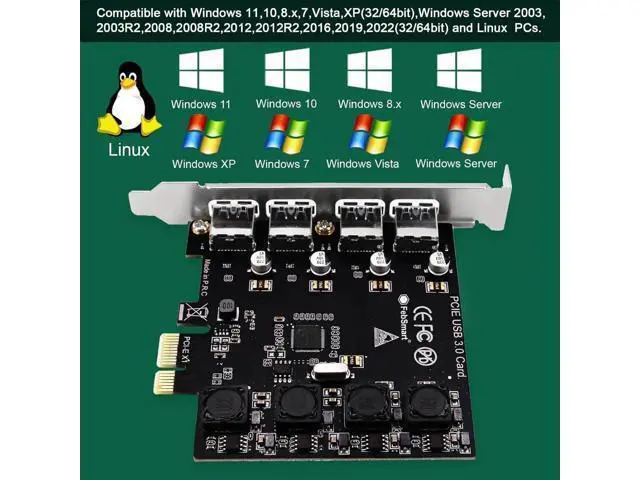 Alt view image 4 of 7 - PCIe to USB 3.0 4X USB-APorts Expansion Card,PCI Express Internal USB 3 Hub Converter for Desktop PCS Riser Card