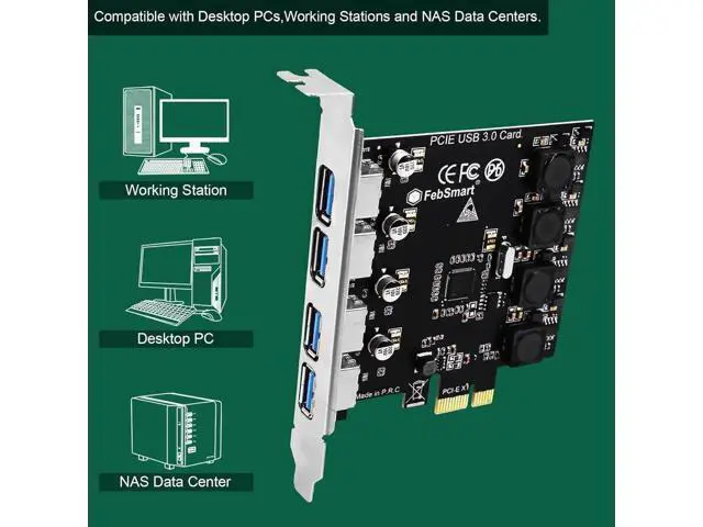 Alt view image 5 of 7 - PCIe to USB 3.0 4X USB-APorts Expansion Card,PCI Express Internal USB 3 Hub Converter for Desktop PCS Riser Card