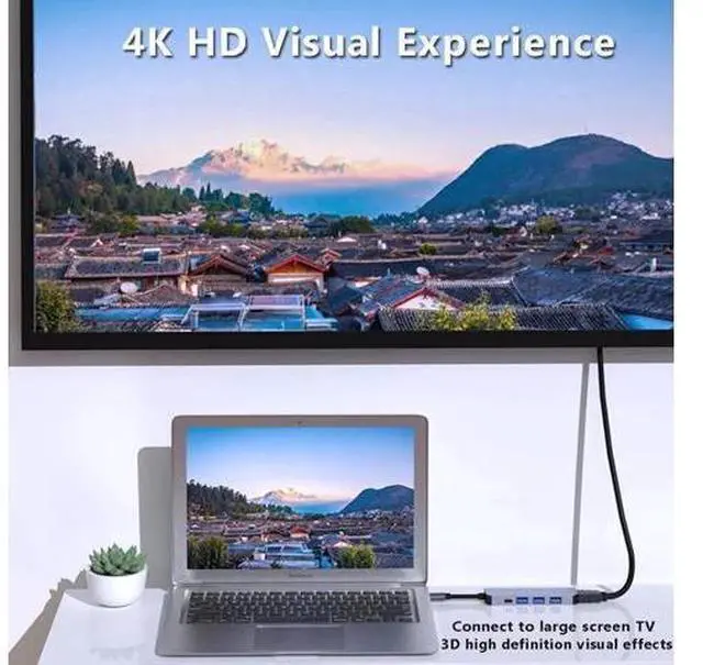 Alt view image 5 of 7 - USB C Hub, 5 in 1 USB C to 4K HDMI Splitter, USB 3.0, 2*USB 2.0, 4K HDMI Port, PD 100W Charging, for iPad Pro MacBook Pro Laptops and More
