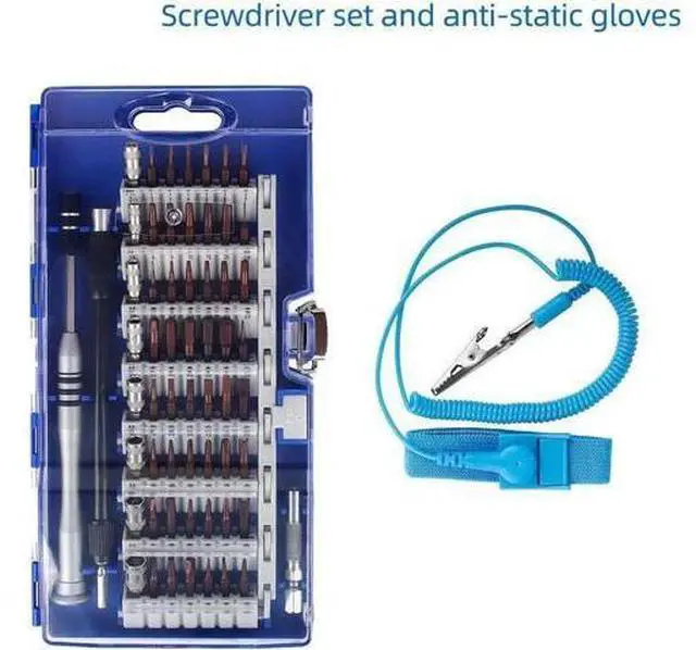 Main image of Precision Screwdriver Set Professional Electronics Repair Tool Kit 60 in 1 Magnetic Screwdriver Bits for PC, With Anti Static Wrist Band