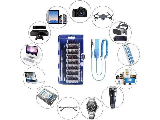Alt view image 3 of 7 - Precision Screwdriver Set Professional Electronics Repair Tool Kit 60 in 1 Magnetic Screwdriver Bits for PC, With Anti Static Wrist Band