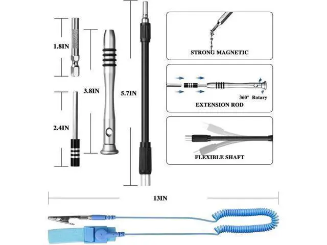 Alt view image 2 of 7 - Precision Screwdriver Set Professional Electronics Repair Tool Kit 60 in 1 Magnetic Screwdriver Bits for PC, With Anti Static Wrist Band