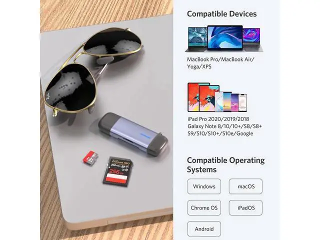 Alt view image 6 of 7 - USB 3.0 SD Card Reader, 5Gbps 2-in-1 Type-C & USB-A Dual Slot Memory Card Reader for SD/Micro SD/SDHC/SDXC/MMC/UHS-I, Compatible with iPhone 16/15, MacBook, iPad, Android, PC, Laptop, Camera
