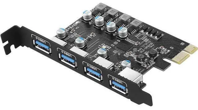 Main image of USB PCIE Card 4-Port USB 3.0-A PCI Express Expansion Card Desktop PC Internal USB hub for Windows 10/8/7 and MAC OS 10.8.2 Above