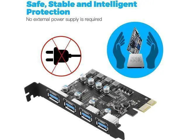 Alt view image 2 of 7 - USB PCIE Card 4-Port USB 3.0-A PCI Express Expansion Card Desktop PC Internal USB hub for Windows 10/8/7 and MAC OS 10.8.2 Above