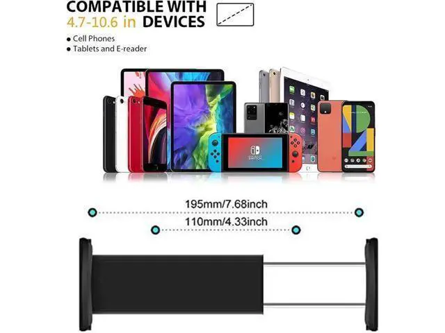 Alt view image 5 of 7 - Gooseneck Tablet Holder - Flexible Arm 360 Mount Clip Bracket Clamp Stand Compatible with iPhone SE 11 Pro XS Max XR X, Samsung, Switch ipad Kindle and More 4.7-10.6inch Devices (Black)