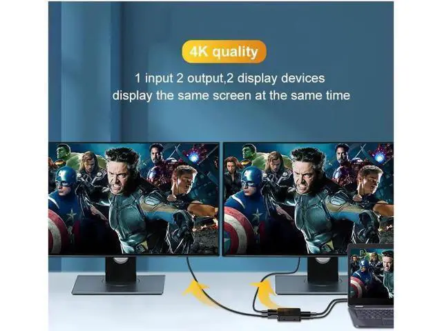 Alt view image 7 of 7 - HDMI Splitter 1 in 2 Out 4K @ 30Hz 1x2 Powered HDMI Splitter Duplicate Mirror for Xbox PS4 PS3 Fire Stick Roku Blu-Ray Player Apple TV HDTV (1 Source to 2 Displays)