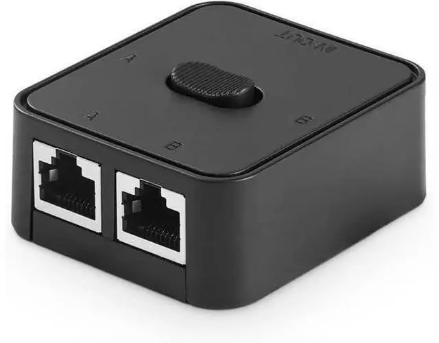 Main image of Gigabit Network Switcher, Passive Ethernet Selector, in/Out to A or B Network, Bidirectional Manual Switcher, No Power Required