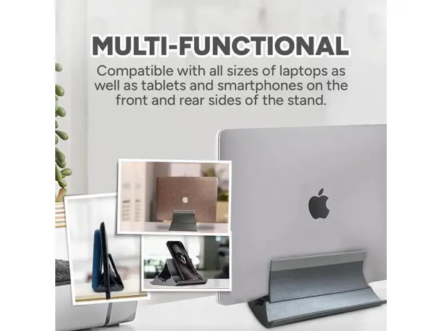 Alt view image 4 of 7 - Vertical Laptop Stand - Automatic Adjustable Multi-Device Organizer With Non-Slip Silicone Pad - Ideal Home & Office Stand for Men & Women - Desk Dock