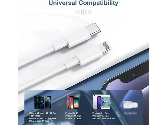 Alt view image 4 of 7 - 6ft iPhone Charger USB C Lightning Cable Usbc to Lighting Fast Charging Cord for iPhone 13 12 Charger Cable 6 ftApple MFi Certified Long Type C Wire for Apple iPhone 13 12 Pro Max 11 X XS XR 8 Plus