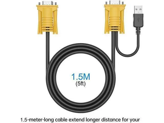 Alt view image 5 of 5 - VGA KVM Cable 5ft, USB VGA 2in1 KVM Cable for VGA KVM Switch (1pack, 1.5m)