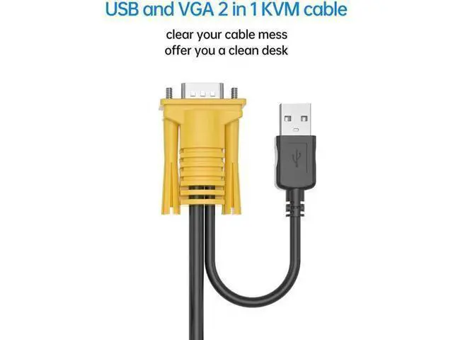 Alt view image 3 of 5 - VGA KVM Cable 5ft, USB VGA 2in1 KVM Cable for VGA KVM Switch (1pack, 1.5m)