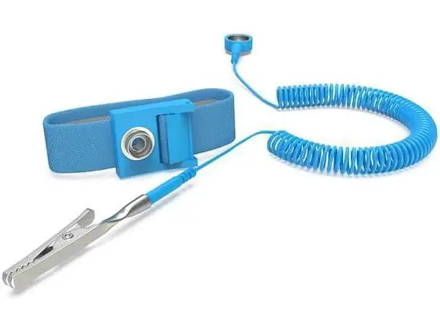 Alt view image 2 of 4 - 2 Pcs Blue Coil Cable ESD Anti Static Antistatic Wrist Strap Wristband 6 ft