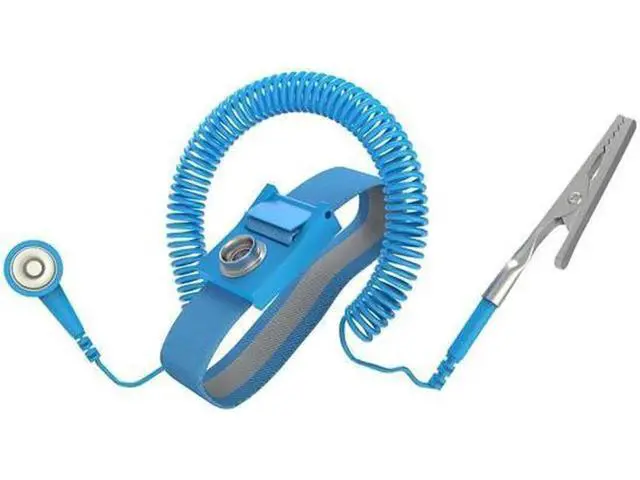 Alt view image 3 of 4 - 2 Pcs Blue Coil Cable ESD Anti Static Antistatic Wrist Strap Wristband 6 ft