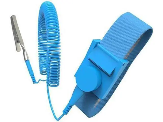 Alt view image 4 of 4 - 2 Pcs Blue Coil Cable ESD Anti Static Antistatic Wrist Strap Wristband 6 ft