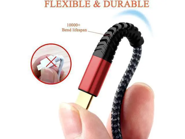 Alt view image 2 of 6 - Multi Charger Cable 2Pack 6ft Nylon Braided Universal 3 in 1 Multiple Ports Devices USB Charging Cord with Gold-Plated Type C/Micro USB Connectors for Phones Tablets (Charging Only)