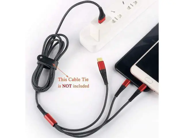 Alt view image 3 of 6 - Multi Charger Cable 2Pack 6ft Nylon Braided Universal 3 in 1 Multiple Ports Devices USB Charging Cord with Gold-Plated Type C/Micro USB Connectors for Phones Tablets (Charging Only)