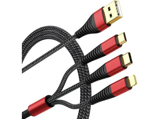 Alt view image 5 of 6 - Multi Charger Cable 2Pack 6ft Nylon Braided Universal 3 in 1 Multiple Ports Devices USB Charging Cord with Gold-Plated Type C/Micro USB Connectors for Phones Tablets (Charging Only)