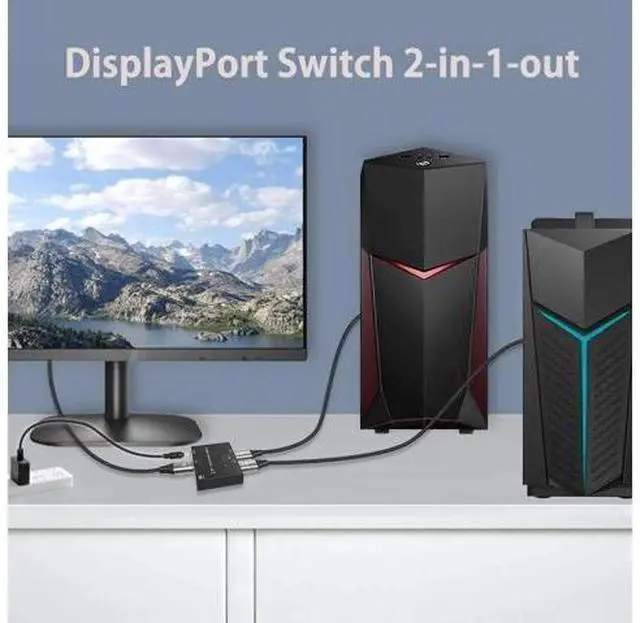 Alt view image 4 of 7 - DisplayPort Switch Box 2-in-1-out 8K@30Hz 4K@120Hz DisplayPort 1.4 Switcher Compatible with PC, Laptop, Monitor, Gaming, TV