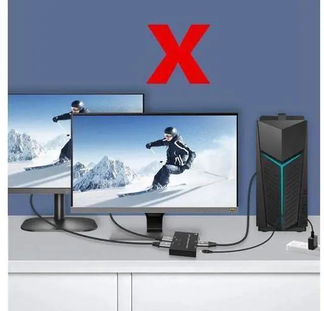 Alt view image 5 of 7 - DisplayPort Switch Box 2-in-1-out 8K@30Hz 4K@120Hz DisplayPort 1.4 Switcher Compatible with PC, Laptop, Monitor, Gaming, TV