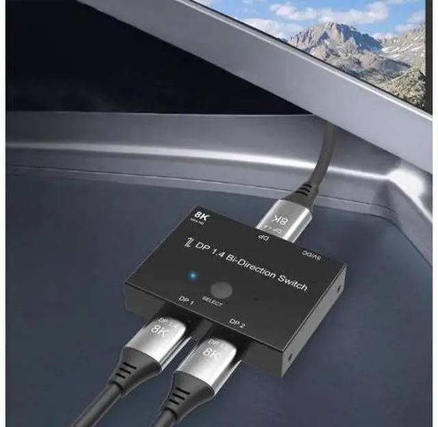 Alt view image 6 of 7 - DisplayPort Switch Box 2-in-1-out 8K@30Hz 4K@120Hz DisplayPort 1.4 Switcher Compatible with PC, Laptop, Monitor, Gaming, TV