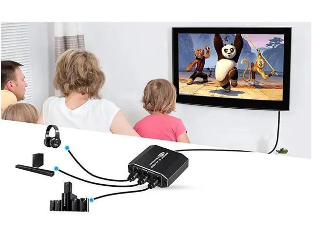 Alt view image 7 of 7 - 3 Port Digital Optical Audio Splitter with Power Cable &Optical Cable Toslink Splitter 1in3 Out Digital SPDIF Toslink Optical Audio Splitter Support 5.1CH Dolby-AC3 DTS PS3 Blue-Ray DVD
