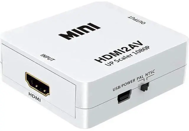 Alt view image 7 of 7 - HDMI to AV HDMI to RCA,HDMI to 1080P Mini RCA Composite Cvbs AV Video Audio Converter Adapter Supporting PAL/Ntsc with USBPower Cable for PC Laptop Xbox PS3/4 TV Stb VHS VCR Camera White