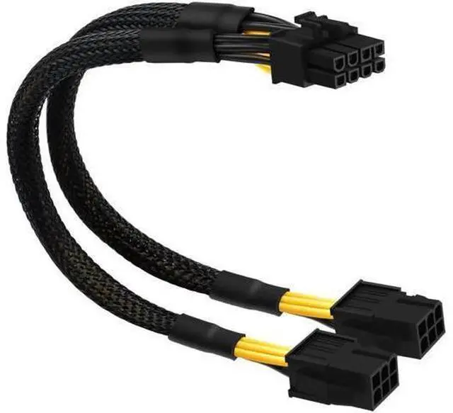 Main image of 6 Pin to 8 Pin GPU Adapter, Dual 6 Pin Female to 8 Pin Male GPU Power Sleeved Cable 9.5-inch(24cm)