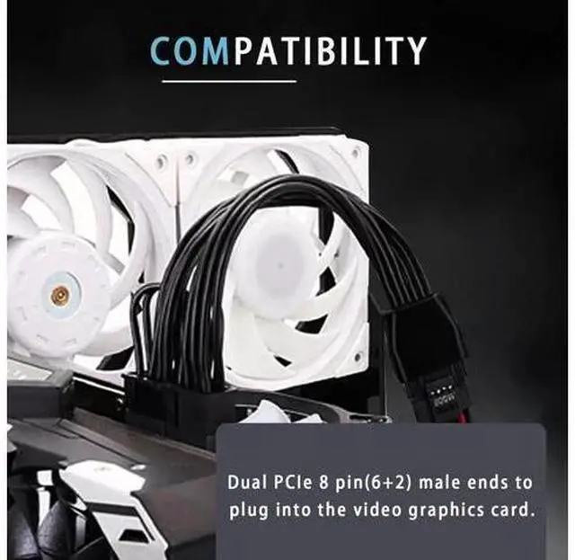 Alt view image 4 of 6 - 12VHPWR Cable Extension, 16 Pin Female to Dual 8 Pin(6+2) Male PCIe Conversion GPU Power Cable for Power Supply with 12+4pin 12VHPWR Port 7.67 in(19.5cm)
