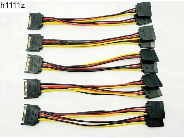 Main image of 5PCS PC Computer Power Cable 15Pin SATA Male to 2 Female 15Pin Serial ATA Power HDD Splitter Connector Cables for BTC ETH Mining