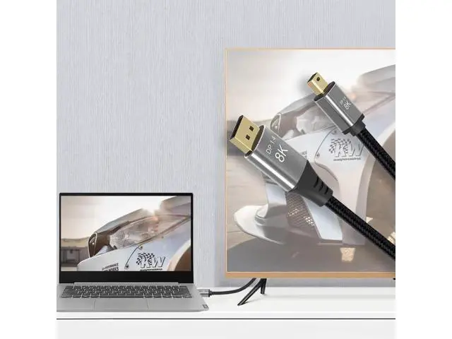 Alt view image 4 of 7 - Mini DP to DisplayPort 8K@60Hz 4K@144Hz Bi-Directional 3M Cable
