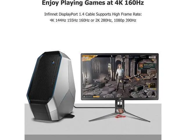 Alt view image 4 of 6 - DisplayPort Cable 1.4 Infinnet 8K DisplayPort 1.4 1.4a Cable 2K 280Hz 240Hz 165Hz 4K 160Hz 144Hz 1080p 390Hz 360Hz Display Port DP 1.4 Cable HBR3 Cord HDR DisplayPort Cable 2m (6 feet)