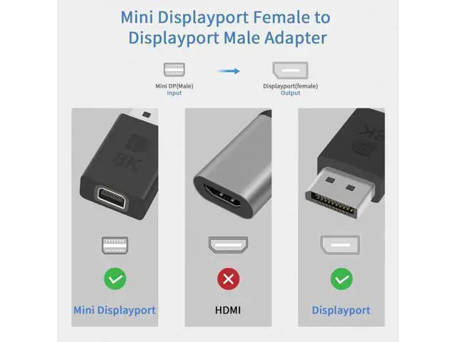 Alt view image 2 of 7 - Displayport to Mini Displayport Adapter, Displayport 1.4 Adapter 8K UHD Video - DisplayPort Male to Mini DisplayPort Female Adapter, DP to mDP 1.2 Monitor Extension Adapter, 2Pack