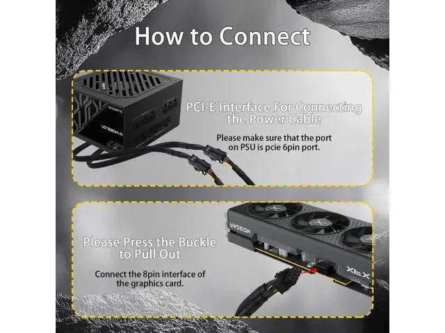 Alt view image 5 of 7 - 6 Pin to 8 Pin GPU Adapter, Dual 6 Pin Female to 8 Pin Male GPU Power Sleeved Cable 9.5-inch(24cm)