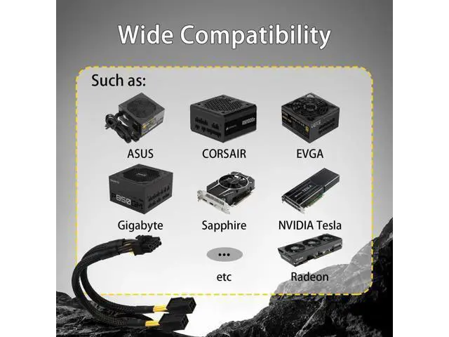 Alt view image 6 of 7 - 6 Pin to 8 Pin GPU Adapter, Dual 6 Pin Female to 8 Pin Male GPU Power Sleeved Cable 9.5-inch(24cm)