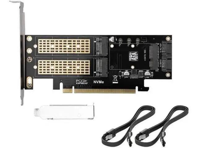 Alt view image 3 of 3 - 3 in 1 NGFF and MSATA SSD Adapter Card M.2 NVME to PCIe 16X/M.2 SATA SSD to SATA III to SATA Converter+2 SATA Cable