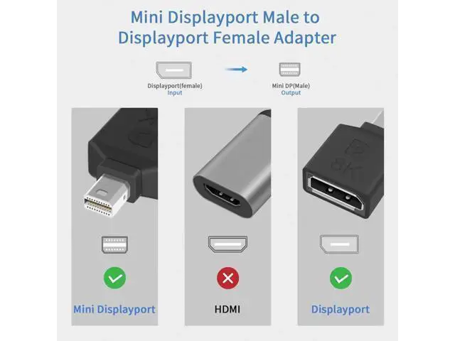 Alt view image 6 of 7 - Mini Displayport to Displayport Adapter, 8k Mini DP to DP Adapter Bi-Directional Mini Displayport Male to Displayport Female Extention Adapter for Laptop PC TV Gaming Monitor, 2pack