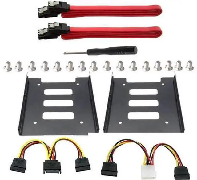 Main image of 2Pack SSD Mounting Bracket 2.5 to 3.5 Adapter with SATA Cable and Power Splitter Cable,DIY 2.5" to 3.5" Internal SSD/HDD Mounting Kit (Red)