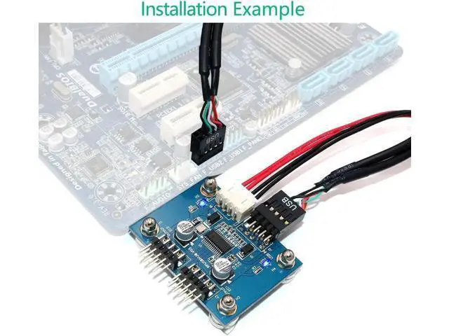 Alt view image 2 of 7 - USB 2.0 9pin Header 1 to 2 Extension Hub Splitter Adapter-Converter MB USB 2.0 Male to 2 Male-30CM 9-pin Cable (90 Degree+SATA Cable)