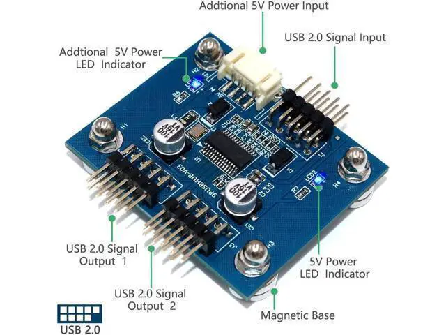 Alt view image 4 of 7 - USB 2.0 9pin Header 1 to 2 Extension Hub Splitter Adapter-Converter MB USB 2.0 Male to 2 Male-30CM 9-pin Cable (90 Degree+SATA Cable)
