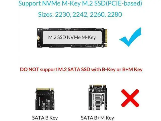 Alt view image 2 of 7 - USB 3.1 Gen 2 Type C Tool-Free M.2 SSD Enclosure 2280 2260 2242 2230 SSD Housing NGFF Case to USB3.1 gen 2 Type C Cable for Intel 660p/Samsung 970 EVO/Samsung970 Pro NVME SSD (Silver)