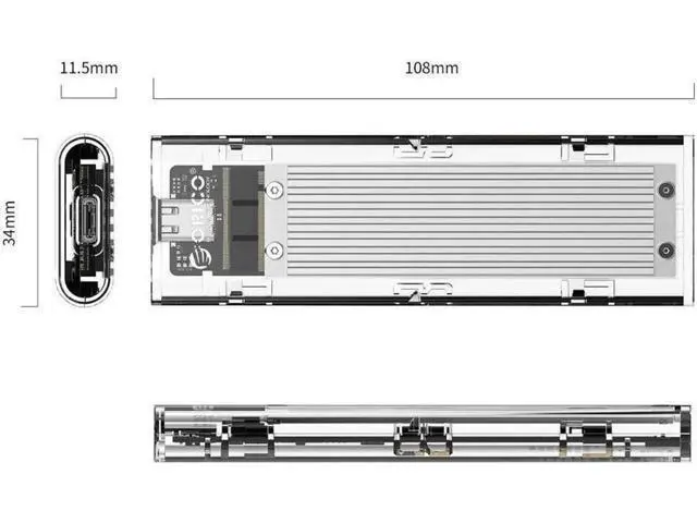 Alt view image 4 of 7 - USB 3.1 Gen 2 Type C Tool-Free M.2 SSD Enclosure 2280 2260 2242 2230 SSD Housing NGFF Case to USB3.1 gen 2 Type C Cable for Intel 660p/Samsung 970 EVO/Samsung970 Pro NVME SSD (Silver)