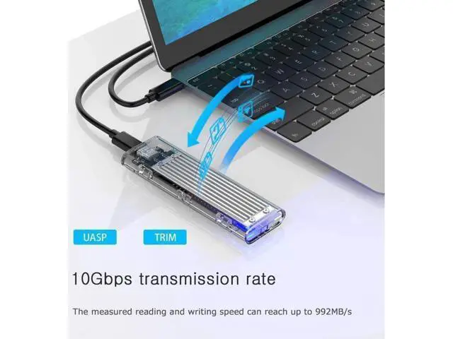 Alt view image 6 of 7 - USB 3.1 Gen 2 Type C Tool-Free M.2 SSD Enclosure 2280 2260 2242 2230 SSD Housing NGFF Case to USB3.1 gen 2 Type C Cable for Intel 660p/Samsung 970 EVO/Samsung970 Pro NVME SSD (Silver)