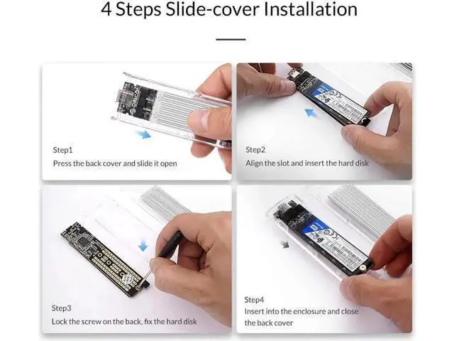 Alt view image 7 of 7 - USB 3.1 Gen 2 Type C Tool-Free M.2 SSD Enclosure 2280 2260 2242 2230 SSD Housing NGFF Case to USB3.1 gen 2 Type C Cable for Intel 660p/Samsung 970 EVO/Samsung970 Pro NVME SSD (Silver)