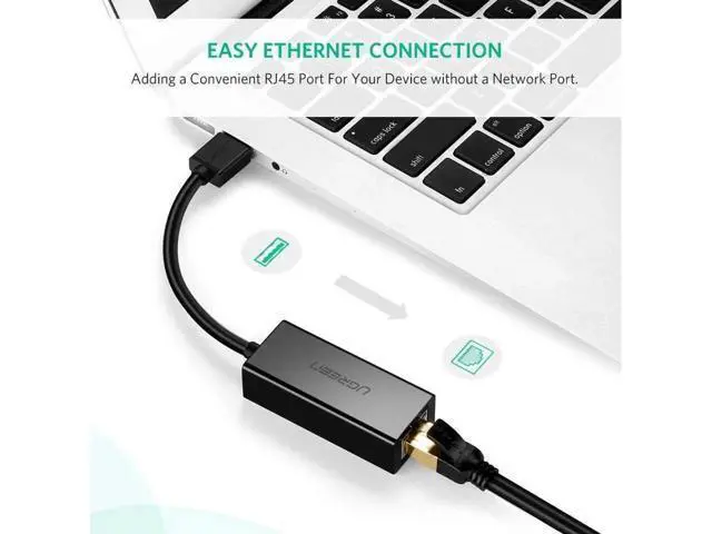 Alt view image 5 of 7 - UGREEN Ethernet Adapter USB 2.0 to 10/100 Network RJ45 Lan Wired Adapter for Nintendo Switch, Wii, Wii U, Macbook, Chromebook, Windows 10, 8.1, Mac OS, Surface Pro, Linux ASIX AX88772 Chipset (Black)