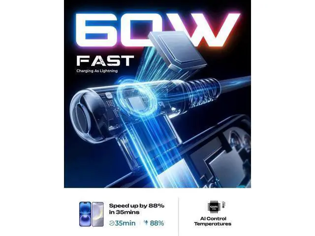 Alt view image 4 of 5 - USB C Cable to USB C 60W 2-Pack 6.6ft Nylon Braided Type C Charger Fast Charging Right Angle USBC to USBC Cable Charger Cord for Nintendo Switch 2 iPhone 16 Pro Max S25 Ultra iPad Pro