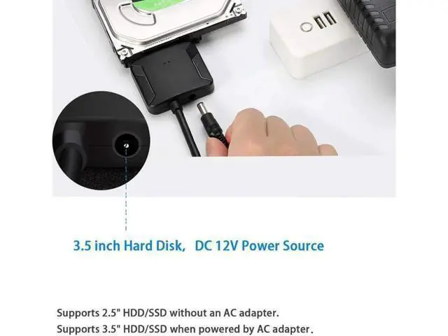 Alt view image 7 of 7 - SATA to USB Cable USB 3.0 to Hard Drive Adapter Converter for 2.5 3.5 Inch Hard Drive Disk HDD SATA III and SSD Support UASP with 12V 2A Power Adapter