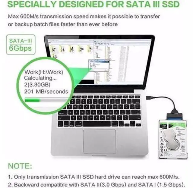 Alt view image 5 of 5 - To USB Cable Adapter 2.5 Inch HDD Ide USB 3.0 Laptop 22 Pin III Cable External Hard Drive Cables SSD Connector