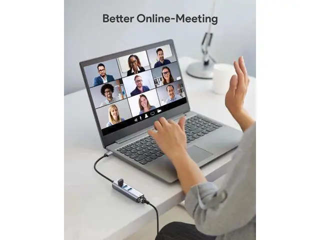 Alt view image 3 of 7 - USB to Ethernet Adapter, USB 3.0 to Ethernet, Aluminum 3 Port USB 3.0 Hub with RJ45 10/100/1000 Gigabit Ethernet Adapter Converter LAN Wired, USB Network Adapter for Laptop MacBook
